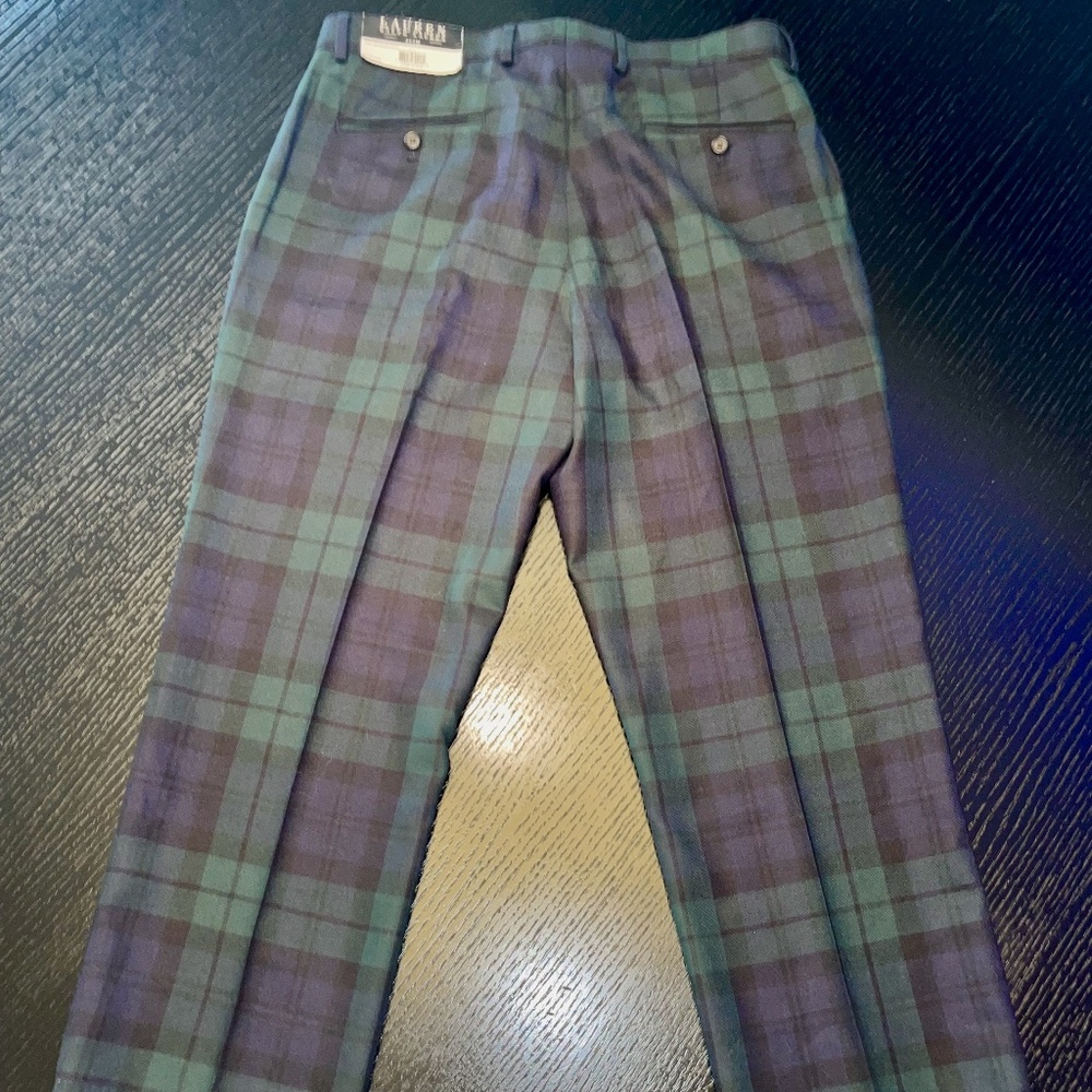 Lauren Ralph Lauren NWT Slim Pant Blackwatch Tartan Plaid 100% Wool 33"W x27" In